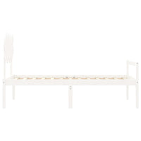 Letto per Anziani con Testiera Bianco Single in Legno Massello 3195512
