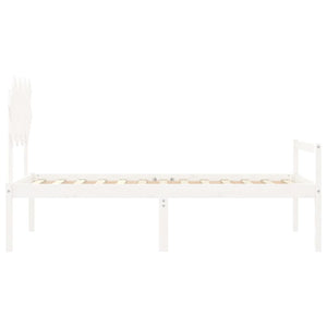 Letto per Anziani con Testiera Bianco Single in Legno Massello 3195512