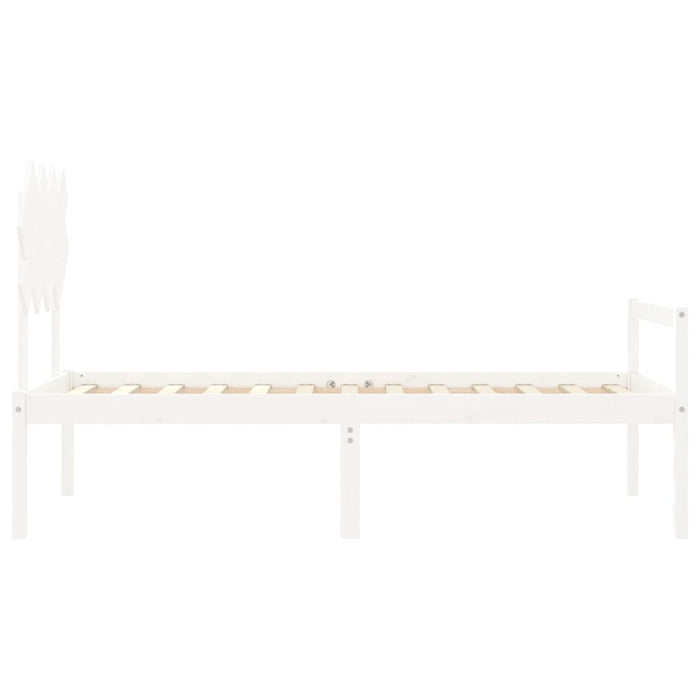 Letto per Anziani con Testiera Bianco Single in Legno Massello 3195512