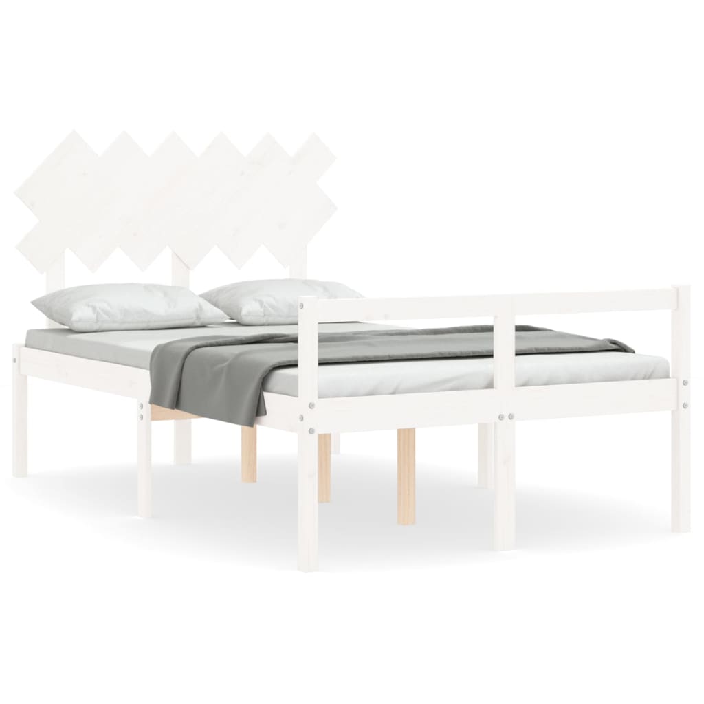 vidaXL Letto per Anziani Bianco Testiera Small Double Legno Massello