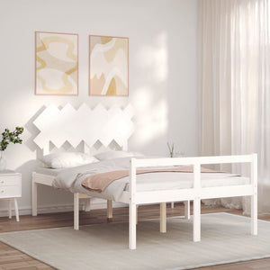 vidaXL Letto per Anziani Bianco Testiera Small Double Legno Massello