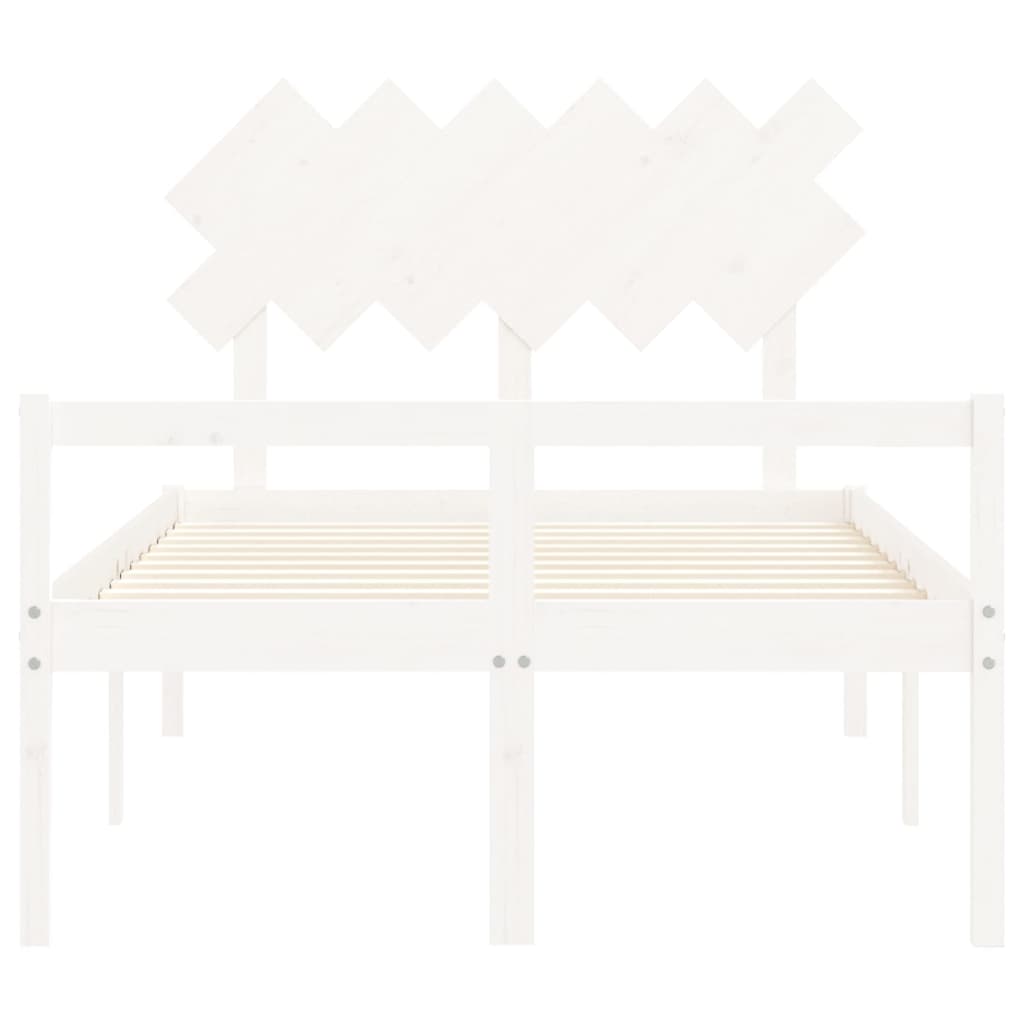 vidaXL Letto per Anziani Bianco Testiera Small Double Legno Massello