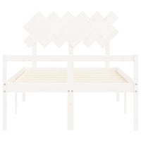 vidaXL Letto per Anziani Bianco Testiera Small Double Legno Massello