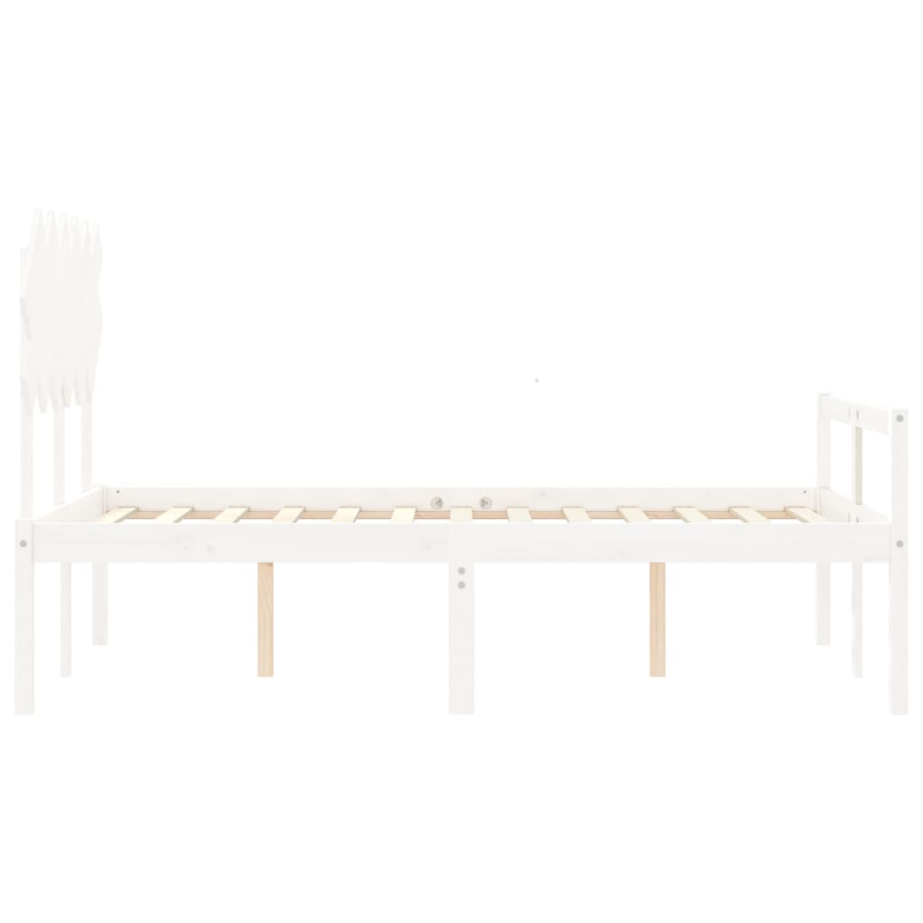 vidaXL Letto per Anziani Bianco Testiera Small Double Legno Massello