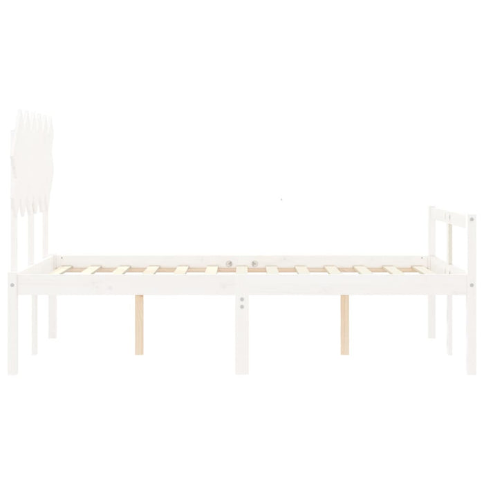 vidaXL Letto per Anziani Bianco Testiera Small Double Legno Massello