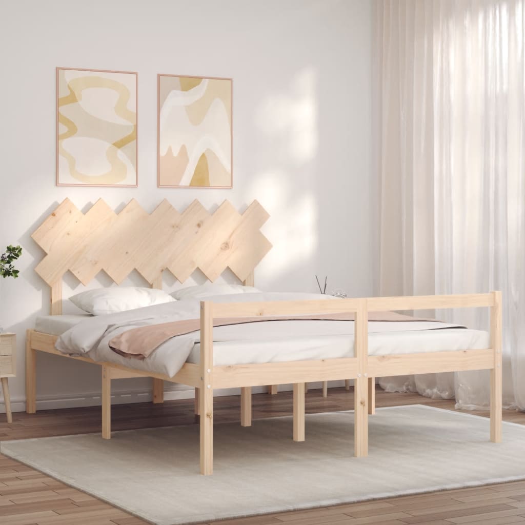 Letto per Anziani con Testiera 140x190 cm in Legno Massello 3195526