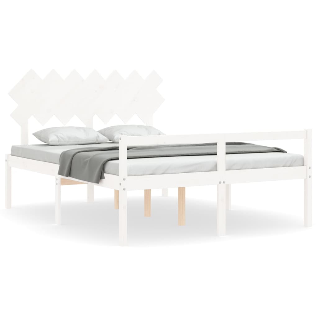 Letto per Anziani con Testiera Bianco 140x190 cm Legno Massello 3195527