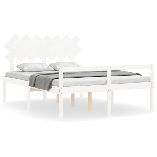 Letto per Anziani con Testiera Bianco 140x190 cm Legno Massello 3195527