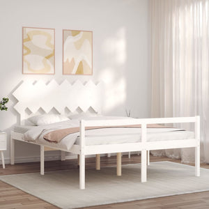 Letto per Anziani con Testiera Bianco 140x190 cm Legno Massellocod mxl 77244