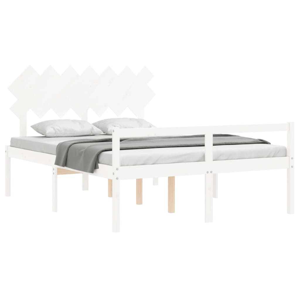 Letto per Anziani con Testiera Bianco 140x190 cm Legno Massello 3195527
