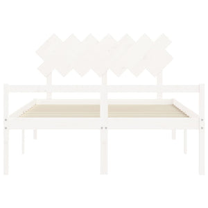 Letto per Anziani con Testiera Bianco 140x190 cm Legno Massello 3195527