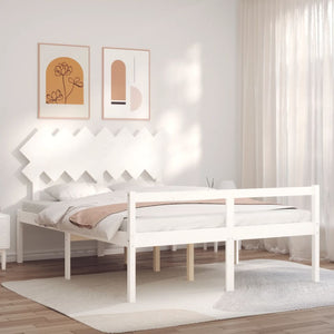 Letto per Anziani con Testiera Bianco 140x190 cm Legno Massello 3195527