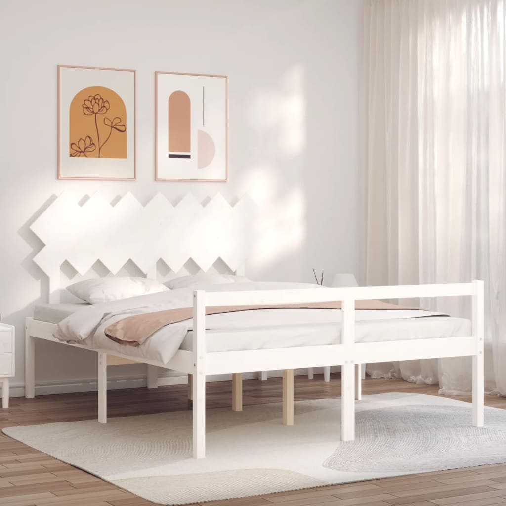 Letto per Anziani con Testiera Bianco 140x190 cm Legno Massellocod mxl 77244