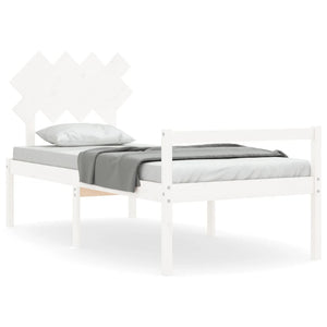Letto per Anziani con Testiera Bianco 90x200 cm Legno Massello 3195532