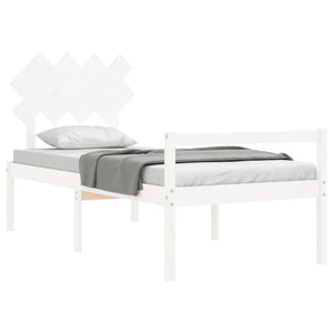 Letto per Anziani con Testiera Bianco 90x200 cm Legno Massello 3195532
