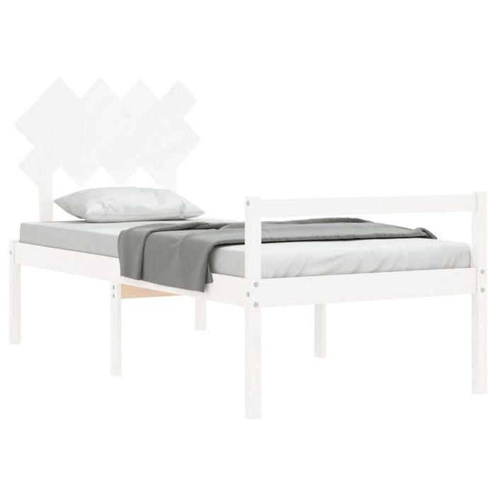 Letto per Anziani con Testiera Bianco 90x200 cm Legno Massello 3195532