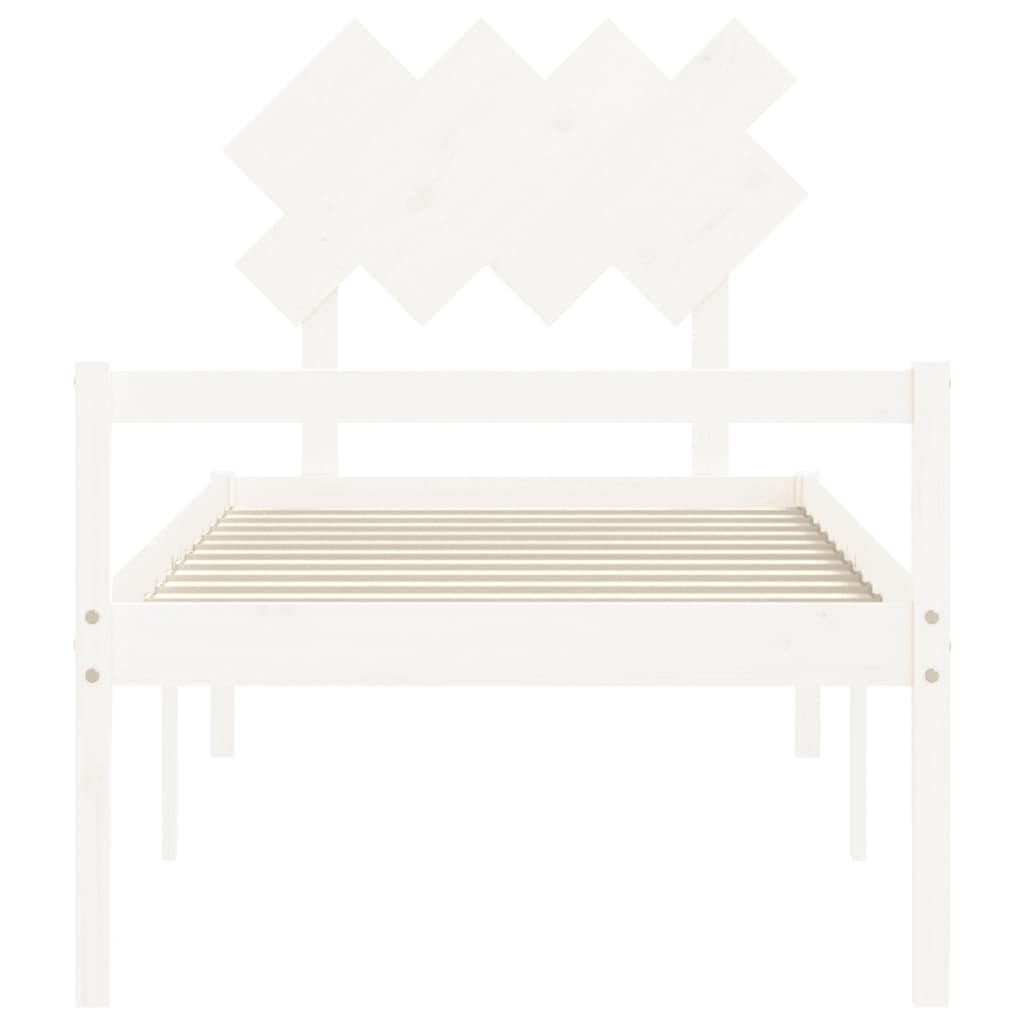 Letto per Anziani con Testiera Bianco 90x200 cm Legno Massello 3195532