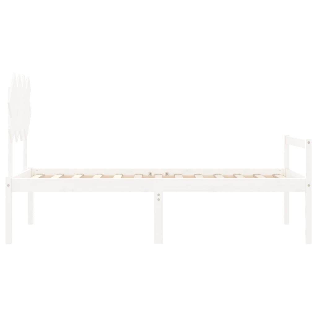 Letto per Anziani con Testiera Bianco 90x200 cm Legno Massello 3195532
