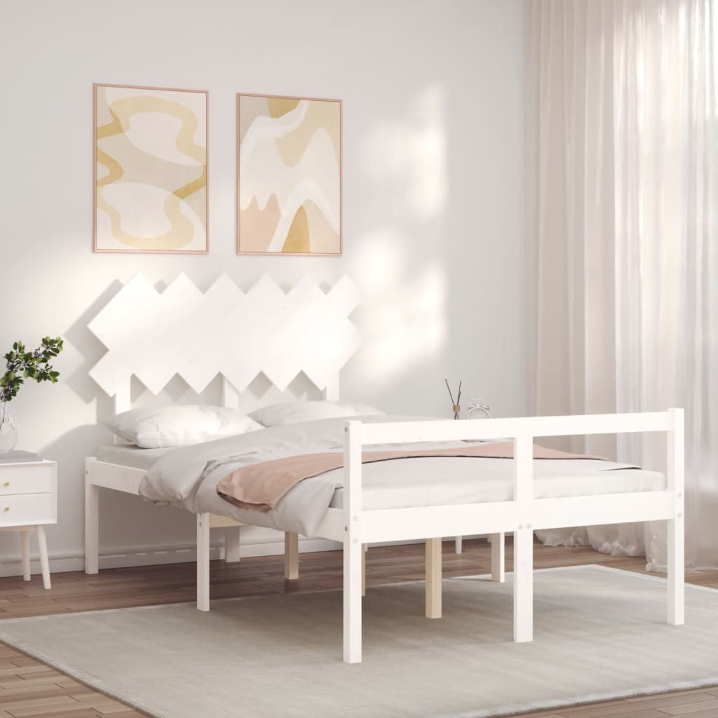 Letto per Anziani con Testiera Bianco 120x200 cm Legno Massello 3195542
