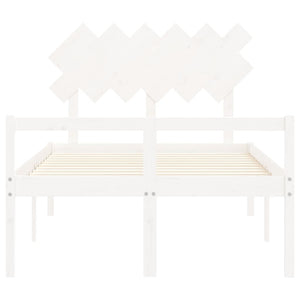 Letto per Anziani con Testiera Bianco 120x200 cm Legno Massello 3195542