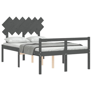 Letto per Anziani con Testiera Grigio 120x200 cm Legno Massello 3195543