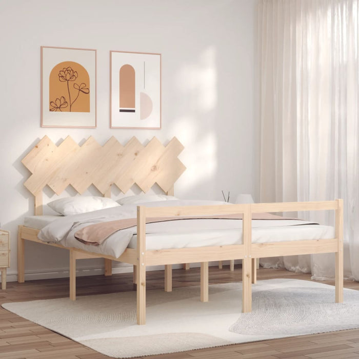 Letto per Anziani con Testiera 140x200 cm in Legno Massello 3195546