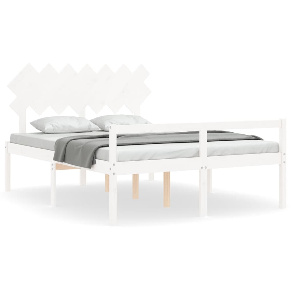 Letto per Anziani con Testiera Bianco 140x200 cm Legno Massello 3195547