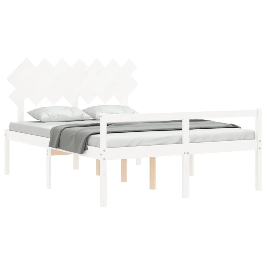 Letto per Anziani con Testiera Bianco 140x200 cm Legno Massello 3195547