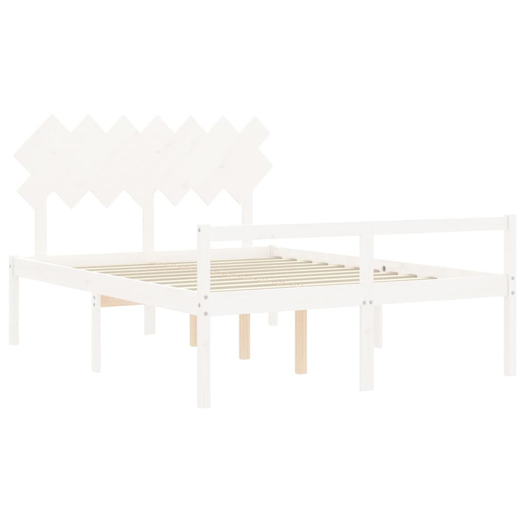 Letto per Anziani con Testiera Bianco 140x200 cm Legno Massello 3195547
