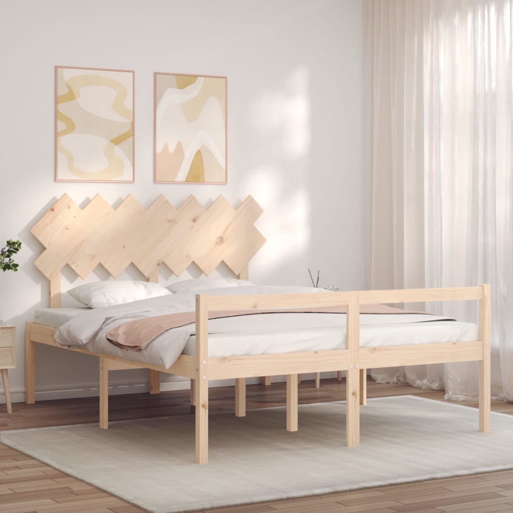 Letto per Anziani con Testiera King in Legno Massello 3195551