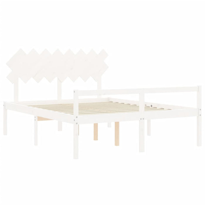 vidaXL Letto per Anziani con Testiera Bianco 160x200 cm Legno Massello