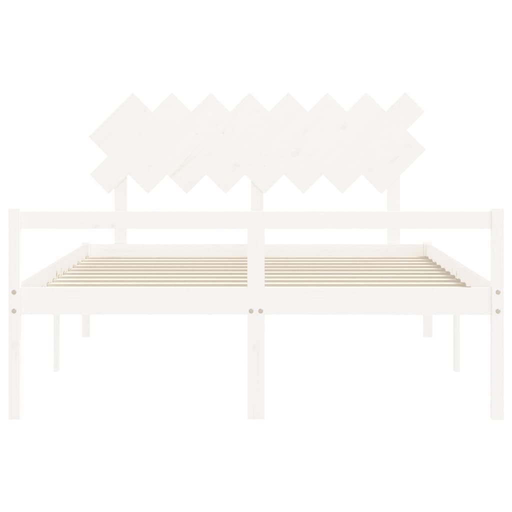 vidaXL Letto per Anziani con Testiera Bianco 160x200 cm Legno Massello