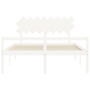 vidaXL Letto per Anziani con Testiera Bianco 160x200 cm Legno Massello