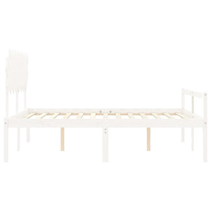 vidaXL Letto per Anziani con Testiera Bianco 160x200 cm Legno Massello