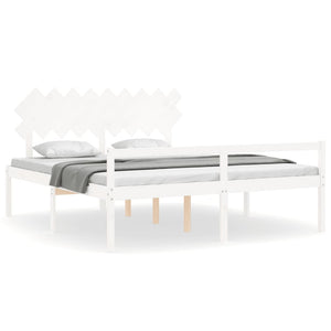 Letto per Anziani con Testiera Bianco Super King Legno Massello 3195562