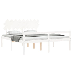 Letto per Anziani con Testiera Bianco Super King Legno Massello 3195562
