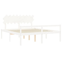 Letto per Anziani con Testiera Bianco Super King Legno Massello 3195562