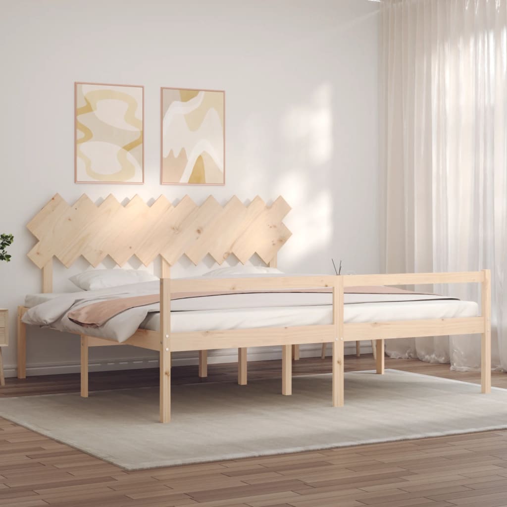 Letto per Anziani con Testiera 200x200 cm in Legno Massello 3195566