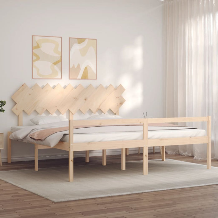 Letto per Anziani con Testiera 200x200 cm in Legno Massello 3195566