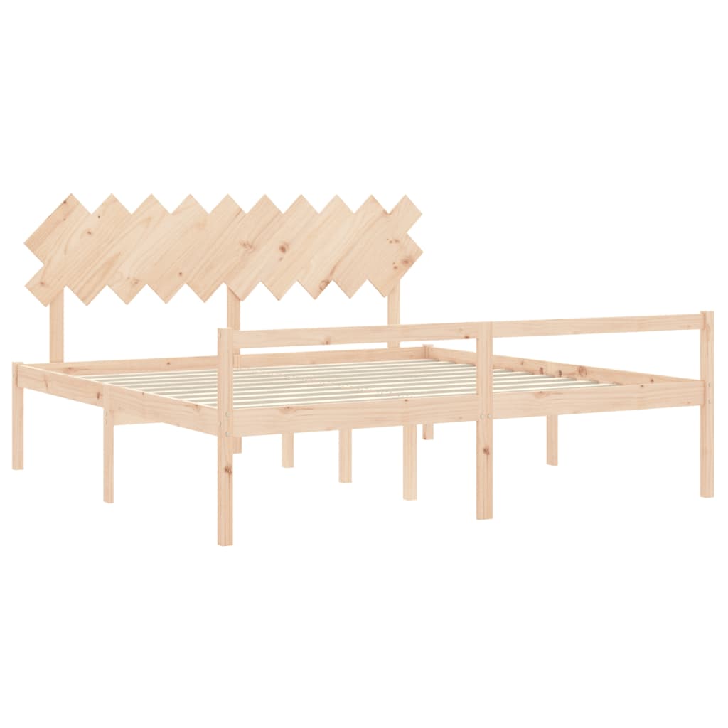 Letto per Anziani con Testiera 200x200 cm in Legno Massello 3195566