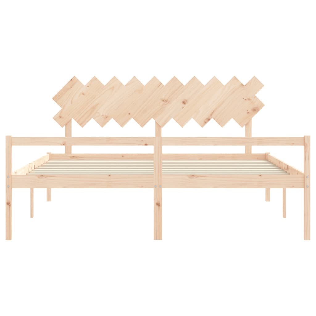 Letto per Anziani con Testiera 200x200 cm in Legno Massello 3195566