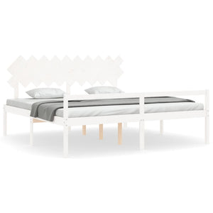 Letto per Anziani con Testiera Bianco 200x200 cm Legno Massellocod mxl 77059