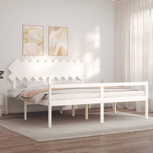 Letto per Anziani con Testiera Bianco 200x200 cm Legno Massellocod mxl 77059