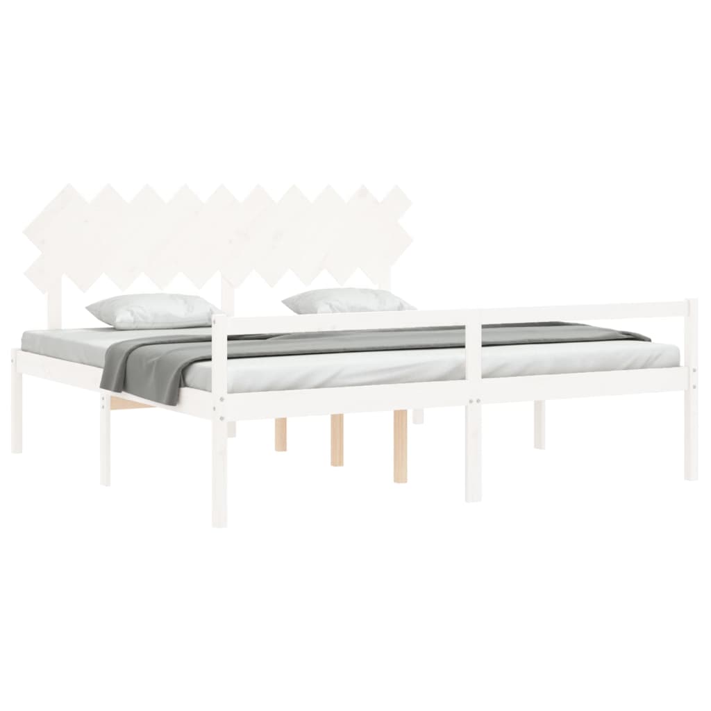 Letto per Anziani con Testiera Bianco 200x200 cm Legno Massello 3195567