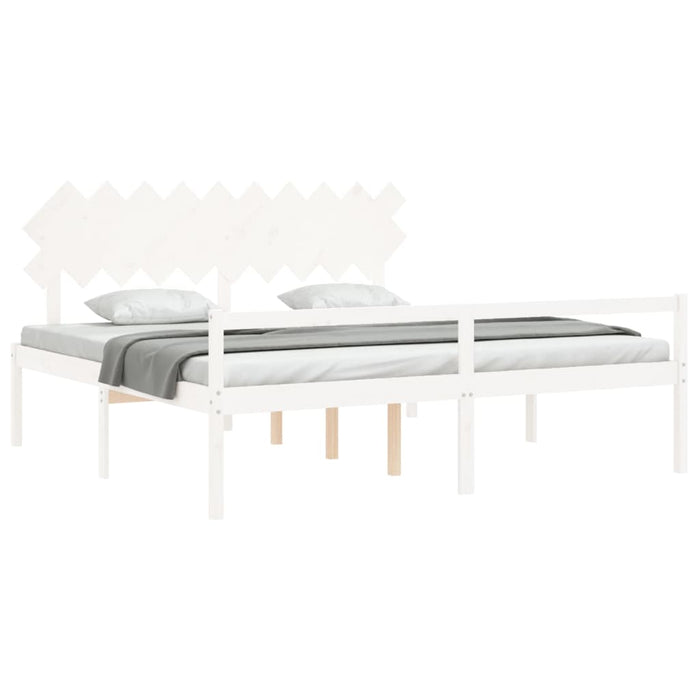 Letto per Anziani con Testiera Bianco 200x200 cm Legno Massello 3195567