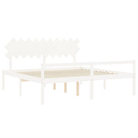 Letto per Anziani con Testiera Bianco 200x200 cm Legno Massello 3195567