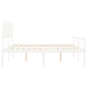 Letto per Anziani con Testiera Bianco 200x200 cm Legno Massello 3195567