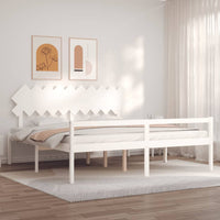 Letto per Anziani con Testiera Bianco 200x200 cm Legno Massello 3195567