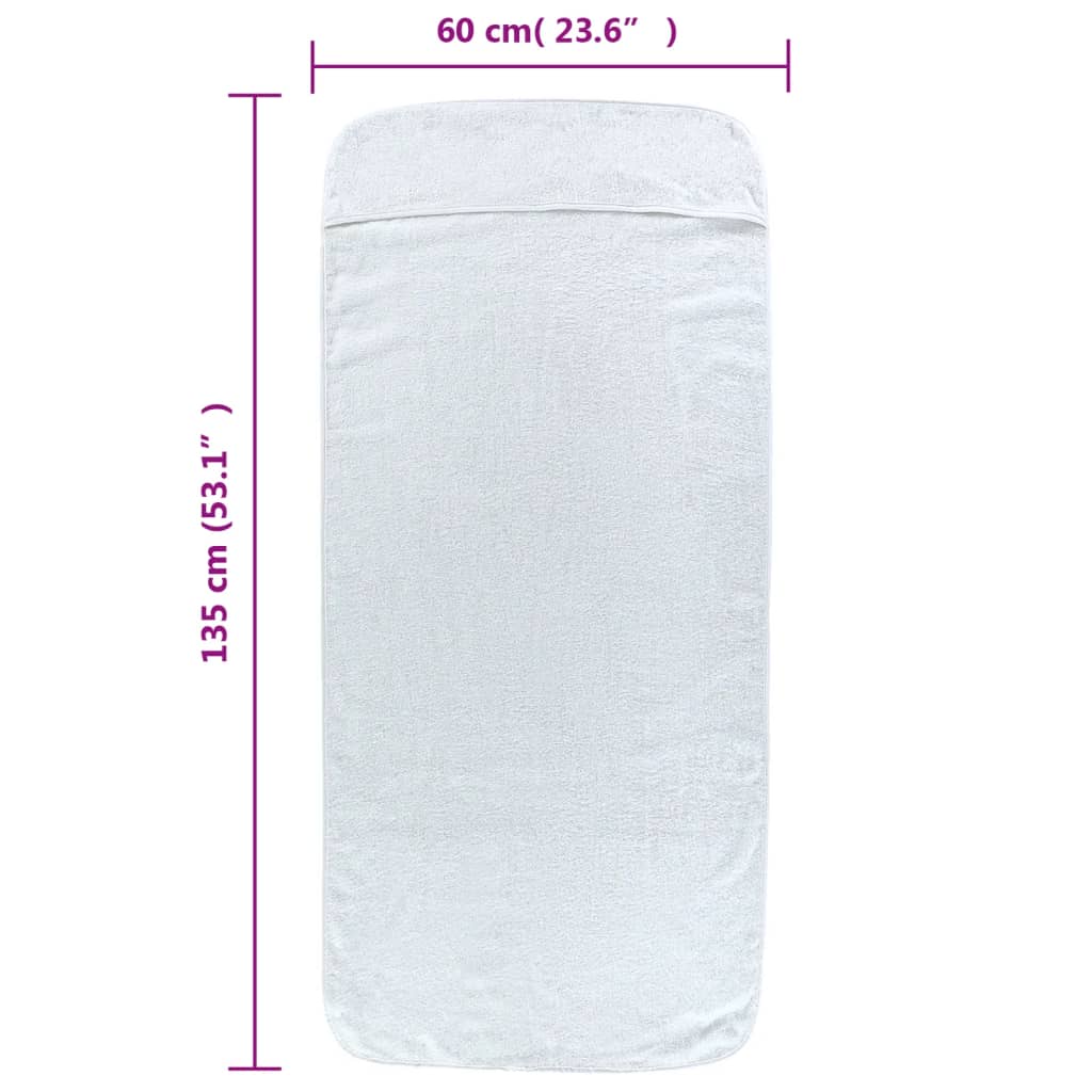 Asciugamani da Spiaggia 4 pz Bianchi 60x135 cm Tessuto 400 GSM 3157050