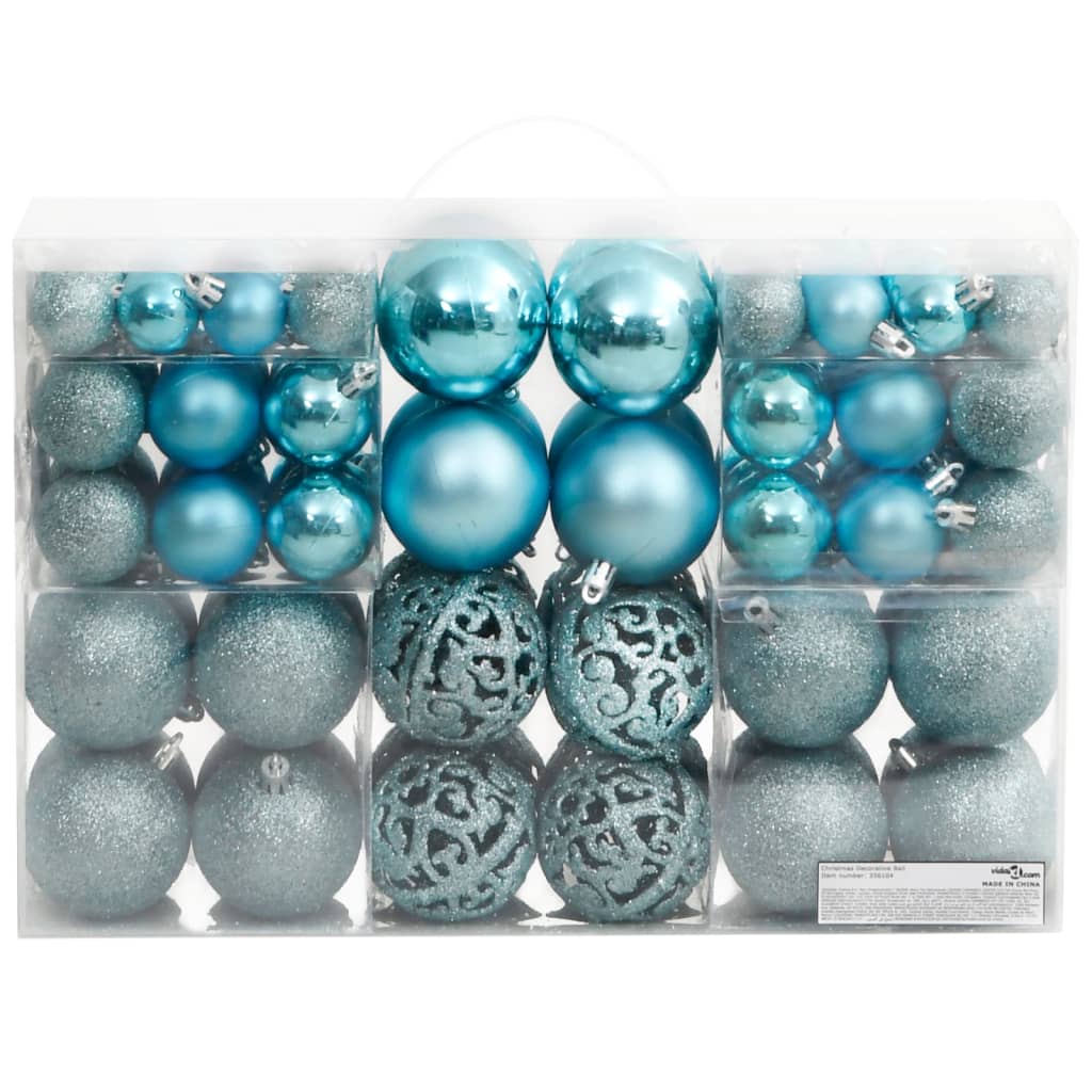 Palline di Natale 100 pz Turchesi 3 / 4 / 6 cm 356104